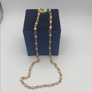 1928 Jewelry Gold Tone Faux Pearl Station Necklace Vintage Style 17”
